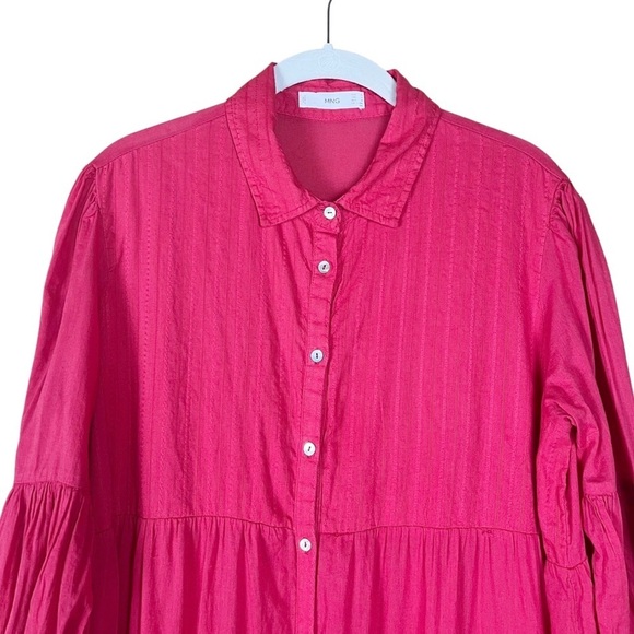 Mango MNG Women’s 6 Red Tiered Maxi Dress Button Front Lightweight Flowy Summer - Picture 2 of 12